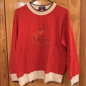 Coral golf embroidered large sweatshirt NWOT